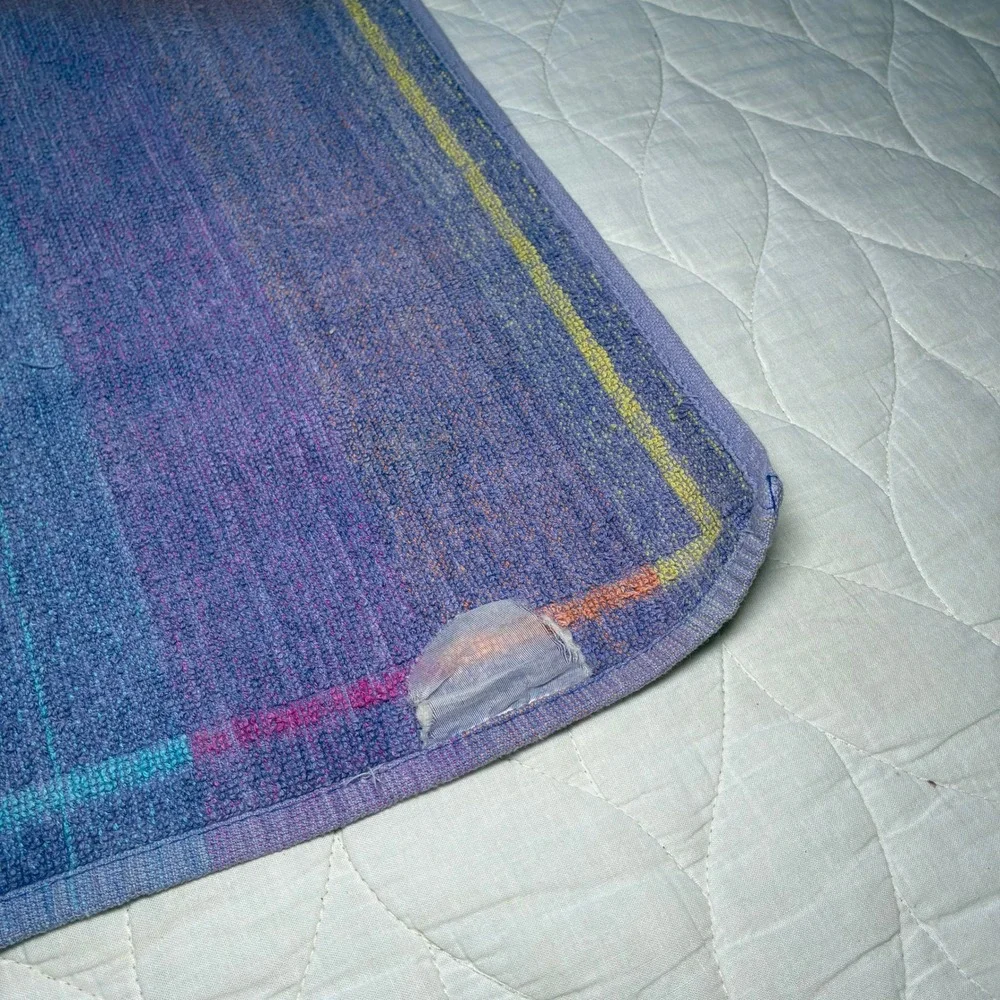 Vintage Rainbow Striped Reversible Beach Towel Dolphins Whales Retro Soft 51x25